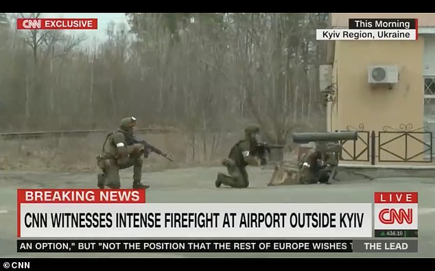 Firefighting at airport outside Kyiv